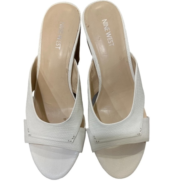 Nine West Cork Wedges Slip On Open Toe White Sandals size 9.5 - Picture 8 of 11
